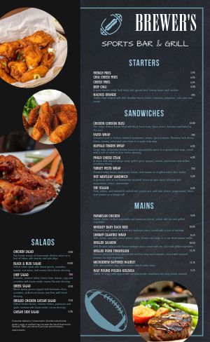 Game Day Sports Bar Menu