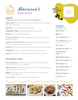 QR Code Bakeshop Menu