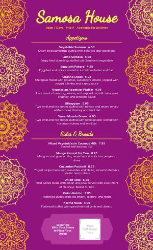 Indian QR Code Menu